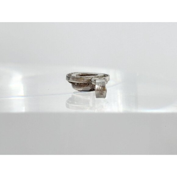 Garnet Accented Heart Shaped Wavy 925 Sterling Silver Vintage Pendant | Charm - Picture 7 of 12